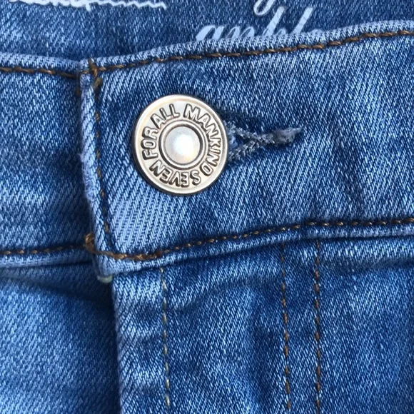 7 For All Mankind High Waist Ankle Gwenevere Striped Super Stretch Jeans - Picture 9 of 11